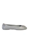 Tory Burch Minnie Embellished Croc-effect Leather Ballet Flats In Green