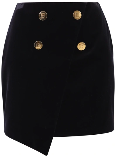 Balmain Asymmetric Skirt In Black