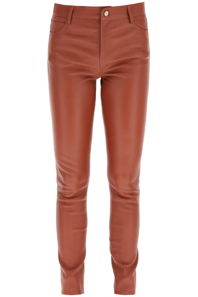 Drome Stretch Nappa Trousers In Brown