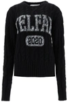 Telfar Cable Knit Logo Print Jumper In Black (black)