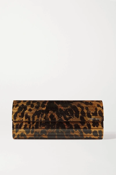 Jimmy Choo Brown Sweetie Glittery Leopard Print Clutch Bag