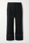 R13 CROPPED SATIN-TRIMMED WOOL-TWILL trousers
