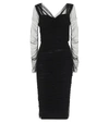 Dolce & Gabbana Ruched Cotton-blend Tulle Midi Dress In Black