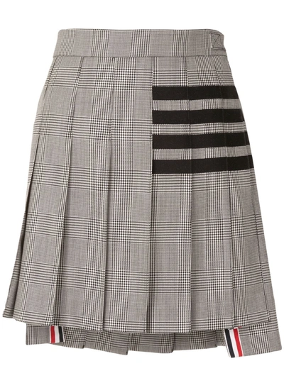 Thom Browne Check Print Pleated Skirt In Black