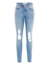 GIVENCHY LOGO PRINTED JEANS IN LIGHT BLUE