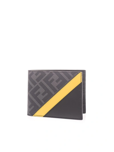 Fendi Ff Logo Wallet In Black And Grey