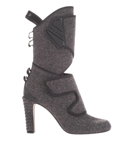 Fendi Promenade Ankle Boots In Anthracite Color In Grey