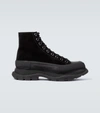 Alexander Mcqueen Black Suede Tread Slick High-top Sneakers