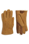 Ugg Men's Three-cord Contrast Sheepskin Gloves In Chestnut