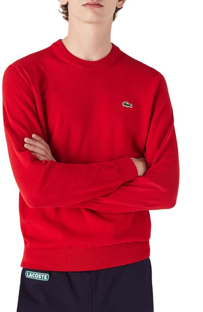 Lacoste Monochrome Cotton V Neck Sweater - Xl - 6 In Red