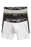 Nike Dri-fit Everyday Assorted 3-pack Performance Boxer Briefs In White/ Grey/ Black