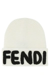 FENDI FENDI LOGO MOTIF KNIT BEANIE