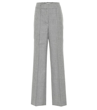 Givenchy High-rise Checked Wide-leg Wool Trousers In Black
