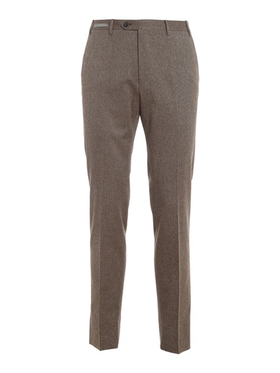 Corneliani Cotton Twill Trousers In Brown In Light Brown