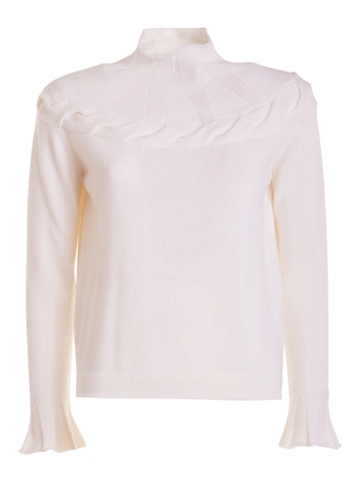 Blumarine Wool-cashmere Blend Jumper In White