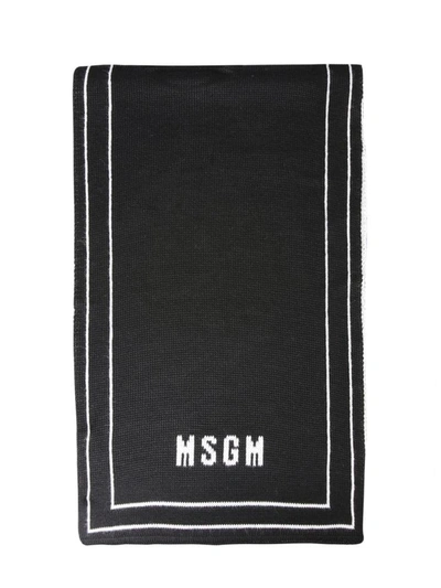 Msgm Scarf With Logo Inlay In Black