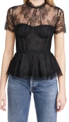 Simkhai Kehlani Grosgrain-trimmed Lace Bustier Top In Black