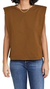 Endless Rose Padded Shoulder T-shirt In Brown