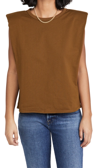 Endless Rose Padded Shoulder T-shirt In Brown