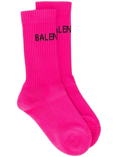 Balenciaga Logo-print Tennis Socks In Pink