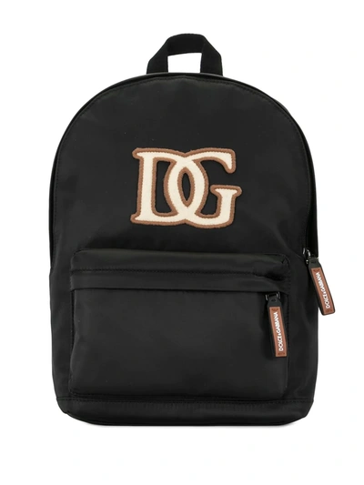 Dolce & Gabbana Kids' Logo-patch Backpack In Black