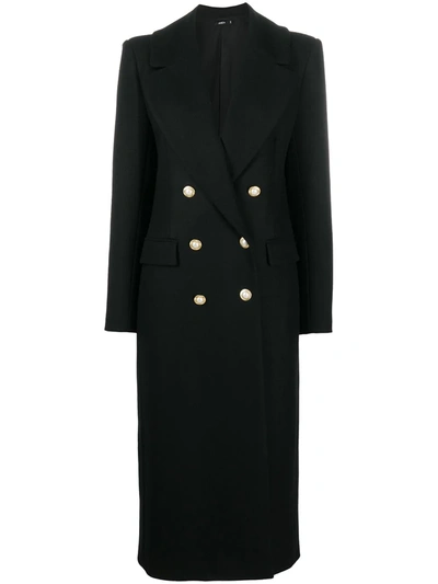 Amen Pearl-button Double-breasted Coat In Black