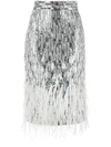 AMEN FEATHER-TRIM SEQUIN SKIRT