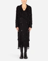 Dolce & Gabbana Double-breastd Coat With Embellished Fringing In Multicolor