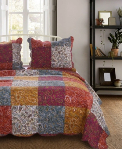 Barefoot Bungalow Paisley Slumber Quilt Set, 3-piece King In Red