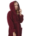 Arus Women's Hooded Full Length Gots Certified Organic Turkish Cotton Bathrobe In Burgundy