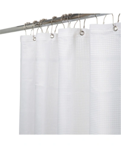 Elle Decor Jacquard Solid Weave Shower Curtain Bedding In White