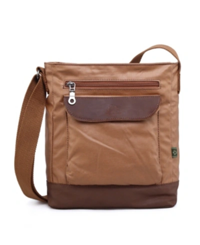 Tsd Brand Urban Light Coated Canvas Crossbody Bag In Khaki