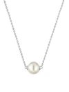 MAJORICA 10MM WHITE FAUX PEARL & STERLING SILVER PENDANT NECKLACE,0400098401343