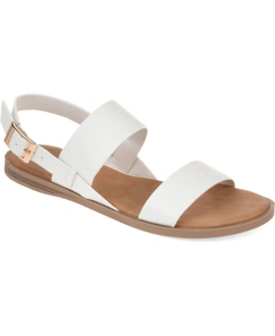 Journee Collection Women's Lavine Double Strap Flat Sandals In White