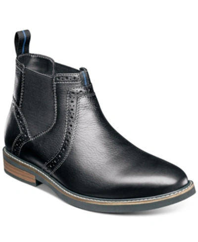 Nunn Bush Otis Mens Leather Slip-on Chelsea Boots In Black Tumble