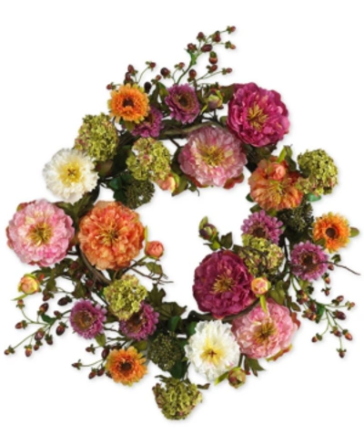 NEARLY NATURAL 24" PEONY WREATH