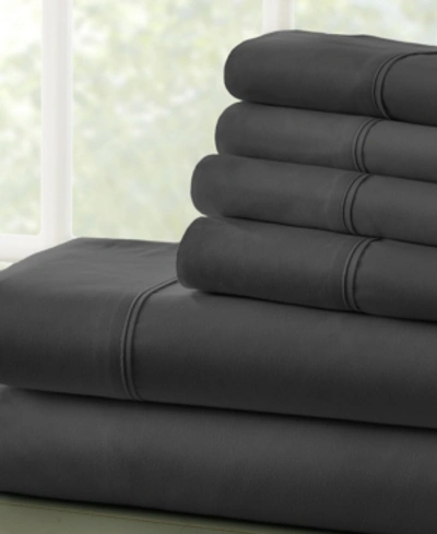Ienjoy Home Solids In Style By The Home Collection 6 Piece Bed Sheet Set, King In Black