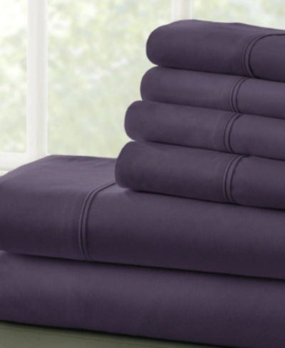 Ienjoy Home Solids In Style By The Home Collection 6 Piece Bed Sheet Set, California King In Purple