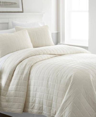 Ienjoy Home Ultra Soft Square Pattern Quilted Coverlet Set, King In Ivory