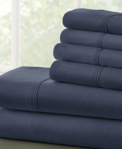 Ienjoy Home Solids In Style 6-pc. Sheet Set, Queen In Navy