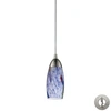 Elk Lighting Milan 1 Light Pendant In Satin Nickel And Starburst Blue Glass - Includes Adapter Kit In Silver