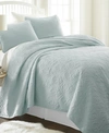 Ienjoy Home Ultra Soft Damask Pattern Quilted Coverlet Set, Queen In Pale Blue