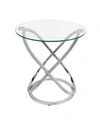 DANYA B . GALAXY CHROME AND TEMPERED GLASS ROUND END TABLE