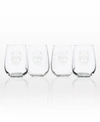 Rolf Glass Sugar Skull Stemless 17oz - Set Of 4 Glasses In No Color