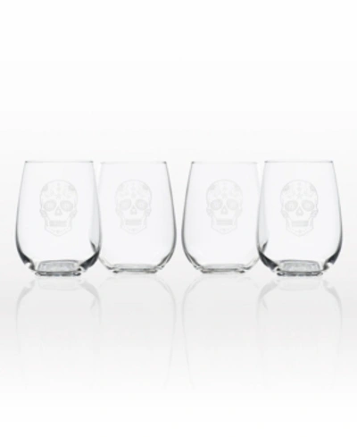 Rolf Glass Sugar Skull Stemless 17oz - Set Of 4 Glasses In No Color