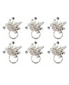 Design Imports Beaded Napkin Ring, Set Of 6 In Silver