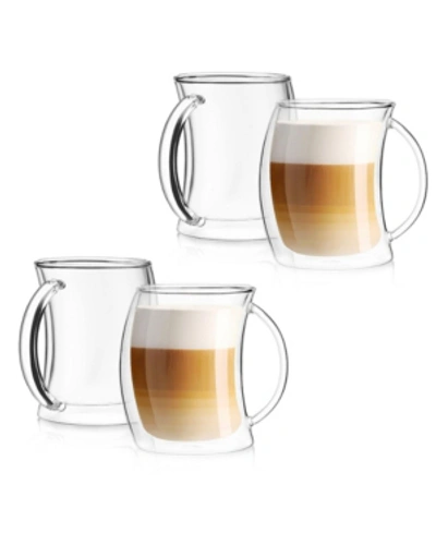 Joyjolt Caleo Double Wall Insulated Latte Glasses, Set Of 4 In Clear