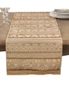 Saro Lifestyle Beaded Aztec Cotton Table Runner In Gold