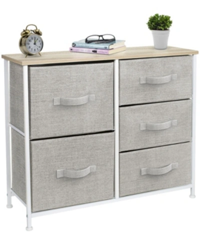 Sorbus Dresser With 5 Drawers In Beige