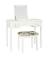 LINON HOME DECOR BUTTERFLY VANITY SET WITH BENCH AND MIRROR, WHITE